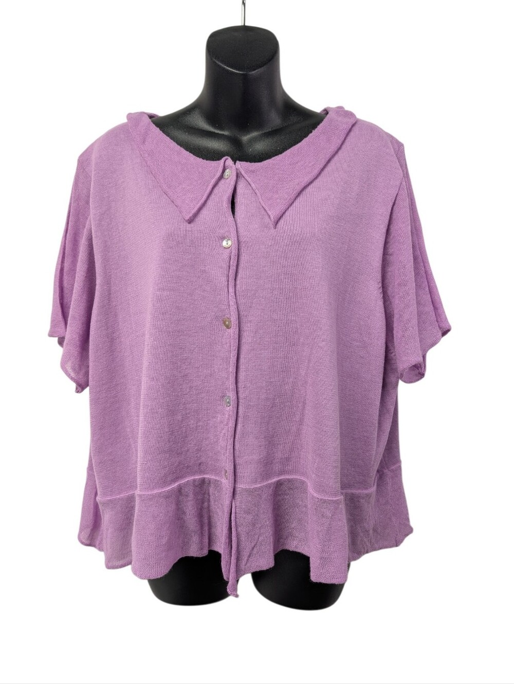Monroe & Main Purple Knit Collared Button Front Cardigan Sweater 3X Plus NWT
